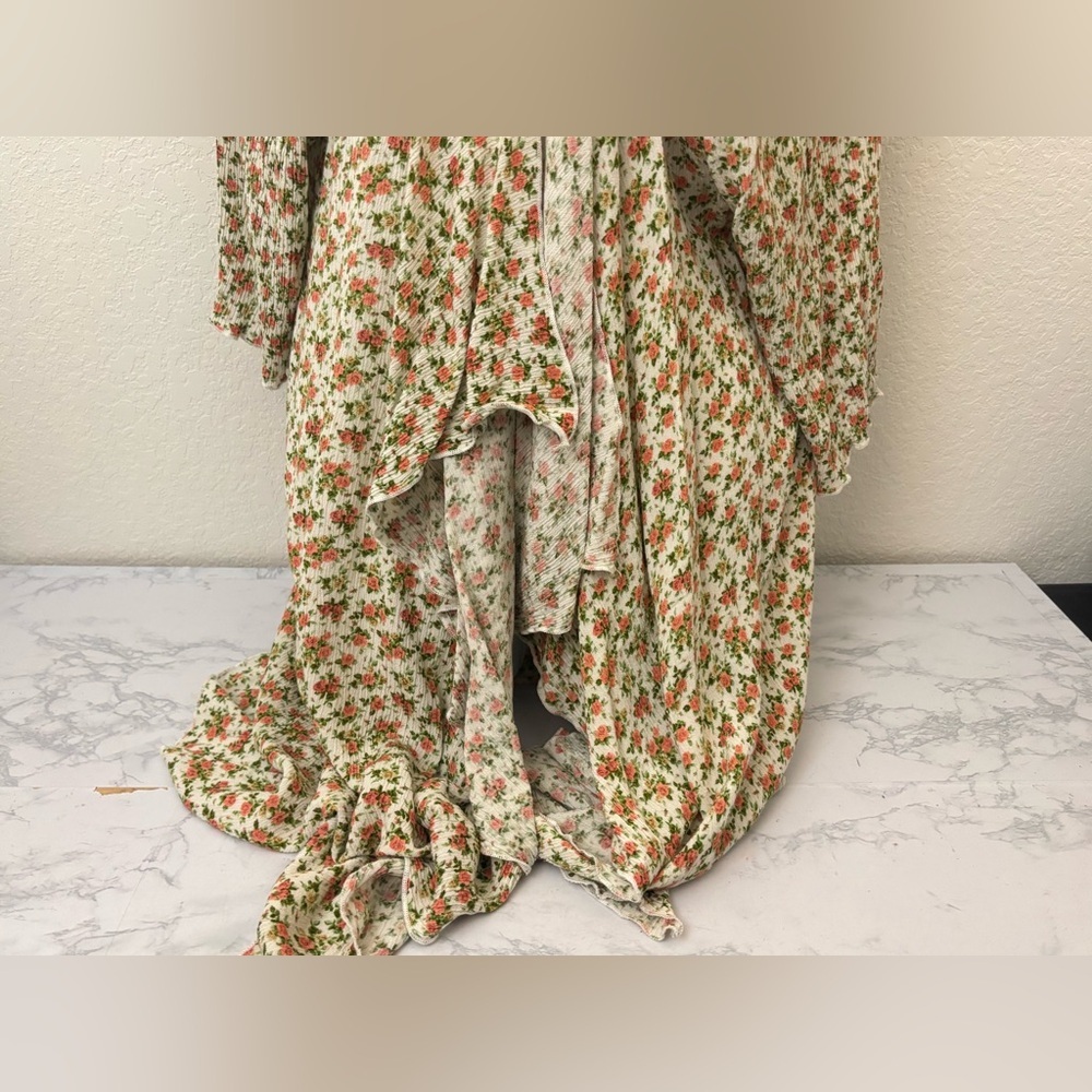 Lularoe Kimono Size L Open Front Long Sleeve Floral Cardigan Sweater Knit - Picture 3 of 8